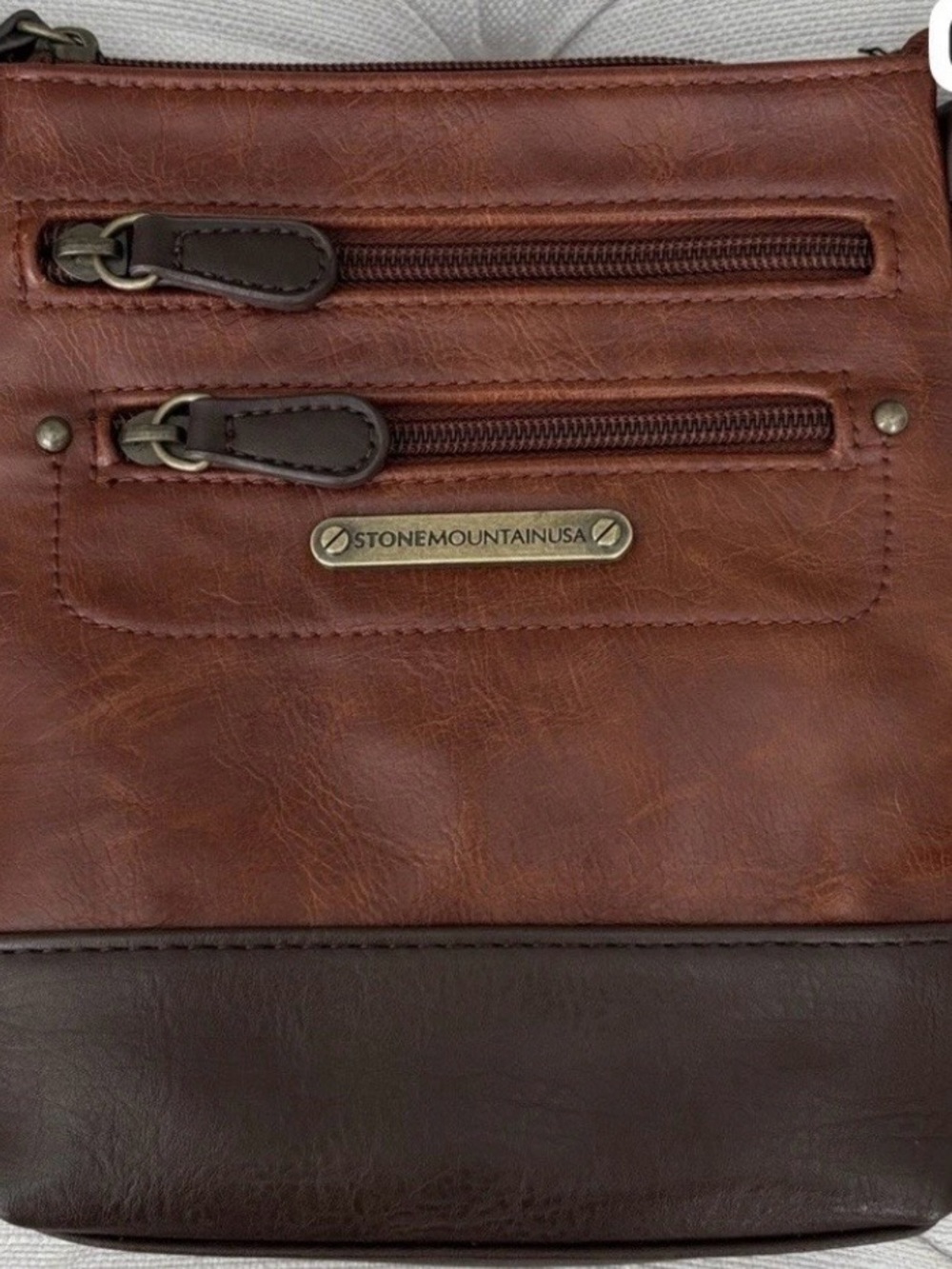 Stone Mountain Accessories Two-Tone Brown Crossbody Bag